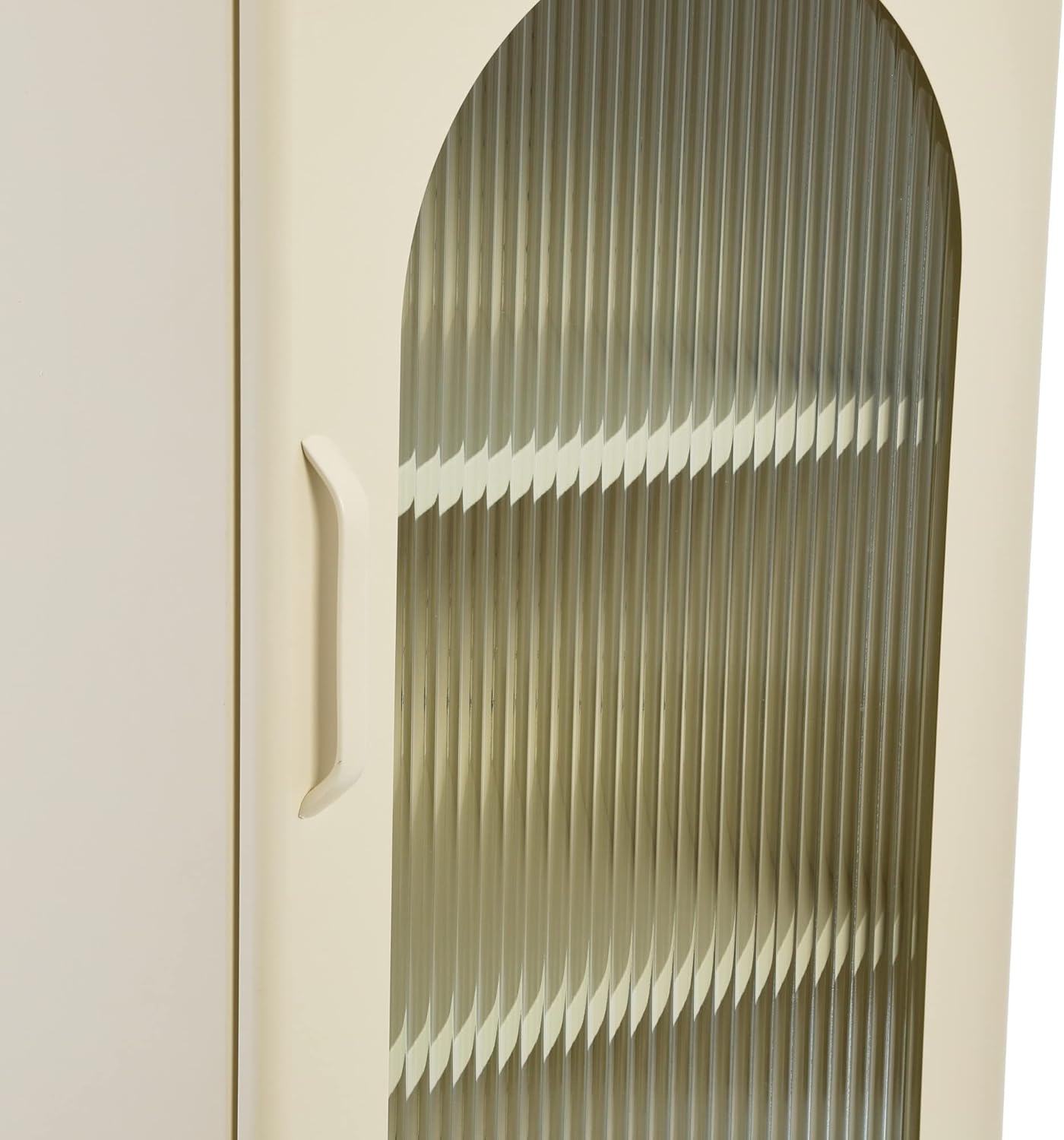 Creative CoOp Solstice Metal Cabinet with 2 Arched Glass Doors Dark GreenCream