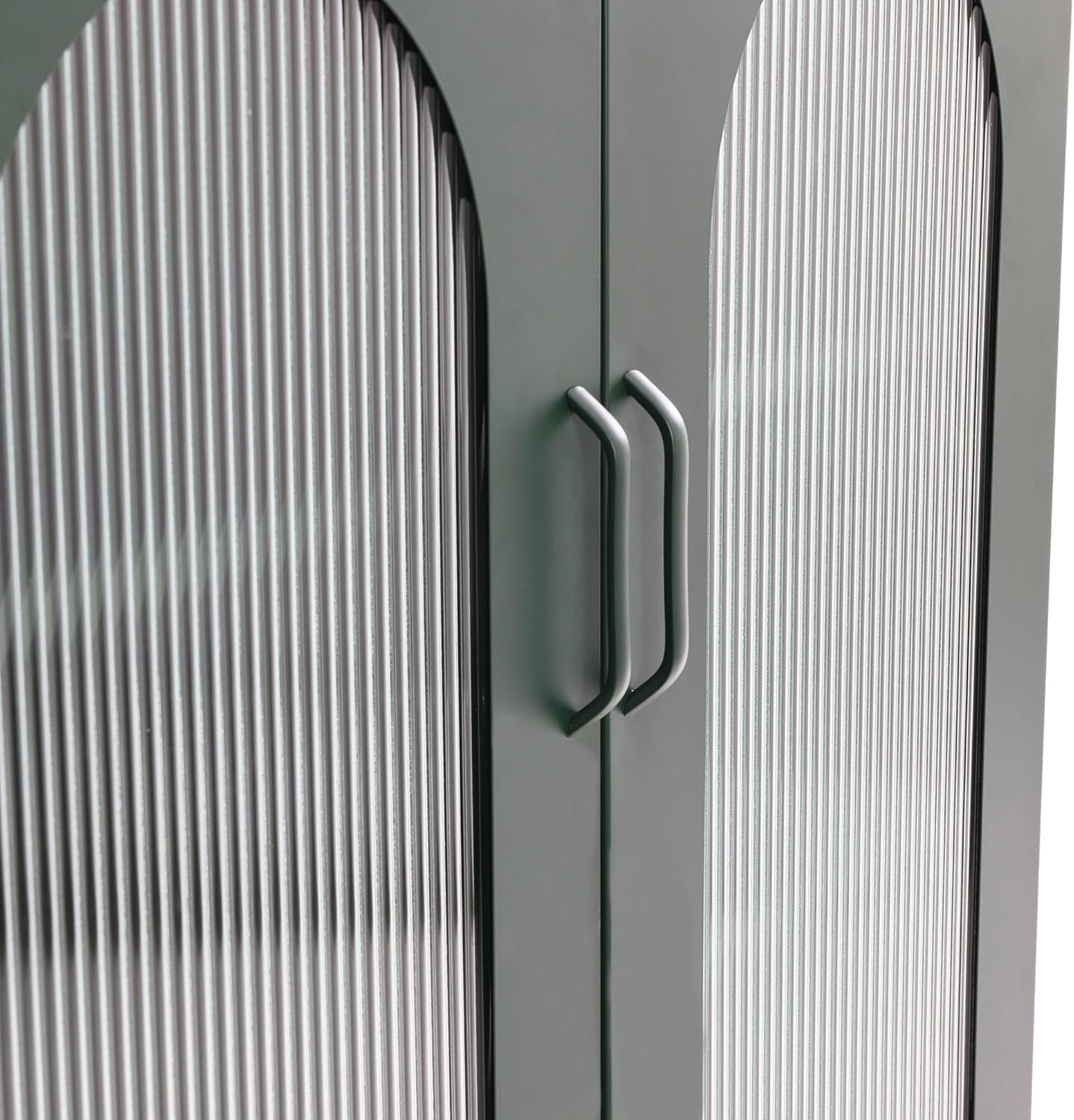 Creative CoOp Solstice Metal Cabinet with 2 Arched Glass Doors Dark GreenGreen