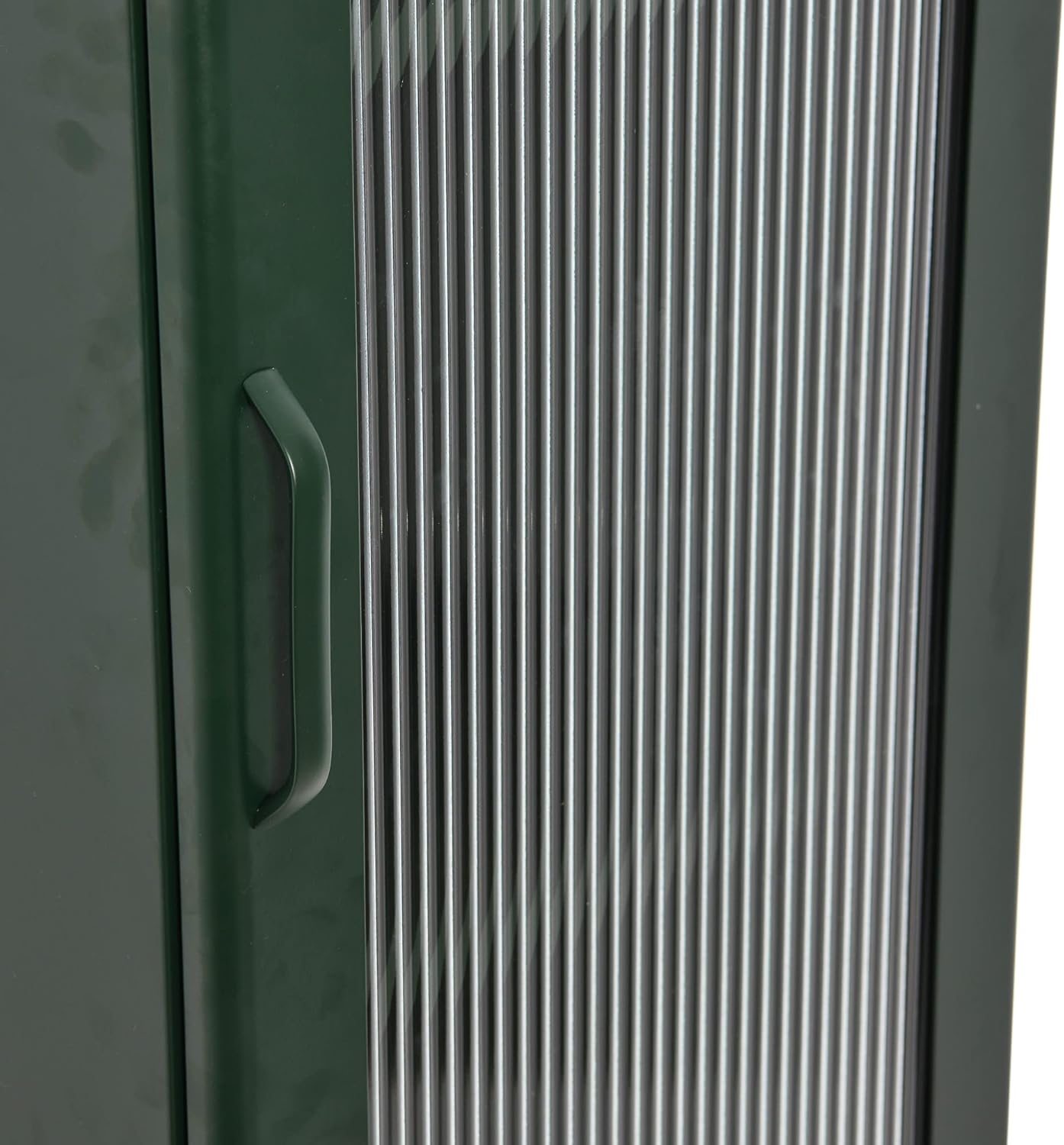 Creative CoOp Solstice Metal Cabinet with 2 Arched Glass Doors Dark GreenGreen