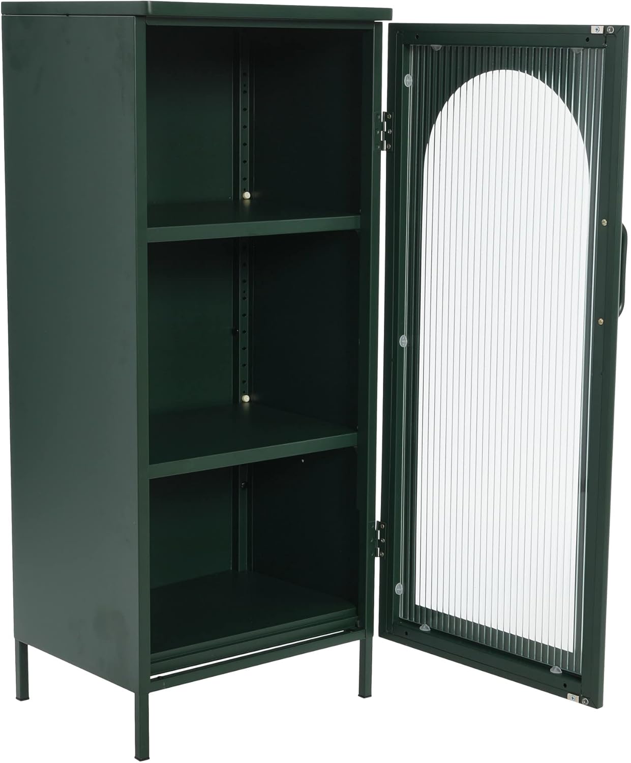 Creative CoOp Solstice Metal Cabinet with 2 Arched Glass Doors Dark GreenGreen