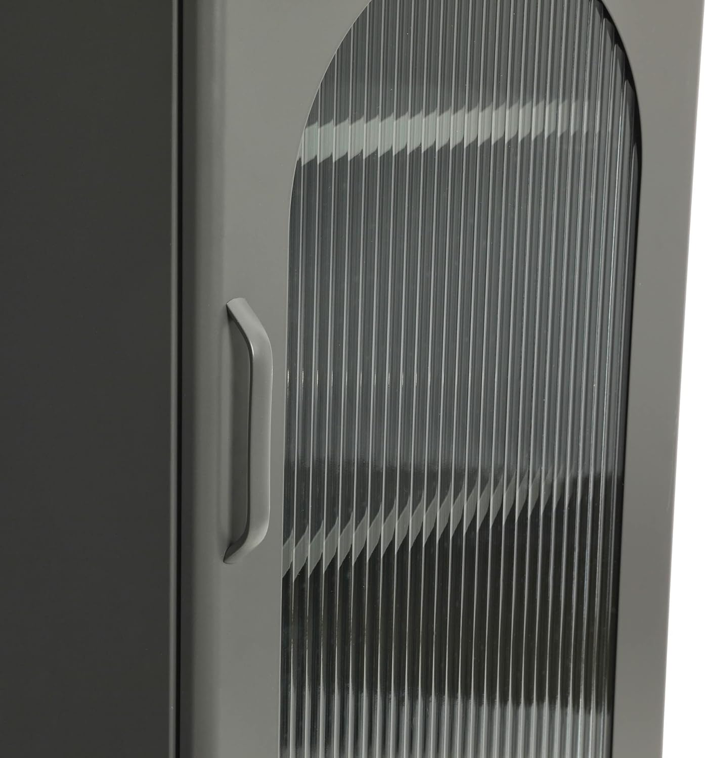 Creative CoOp Solstice Metal Cabinet with 2 Arched Glass Doors Dark GreenGrey