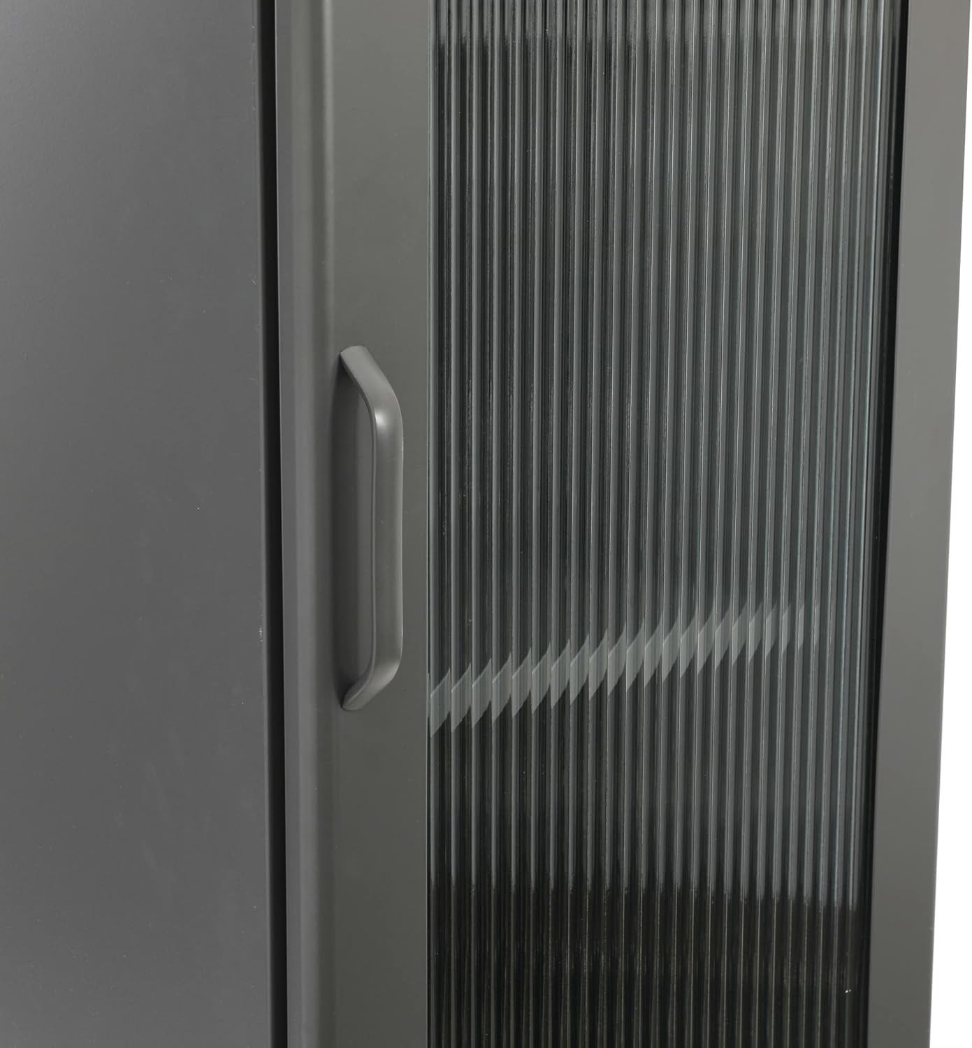 Creative CoOp Solstice Metal Cabinet with 2 Arched Glass Doors Dark GreenGrey