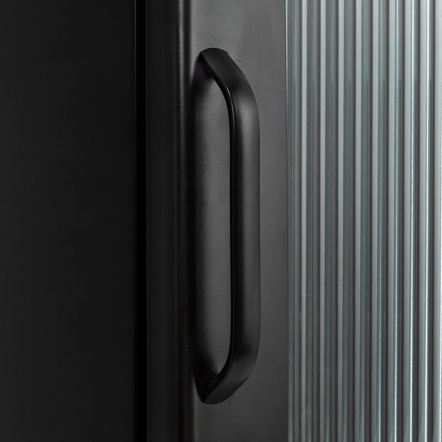 Creative CoOp Solstice Metal Cabinet with 2 Arched Glass Doors Dark GreenMatte Black