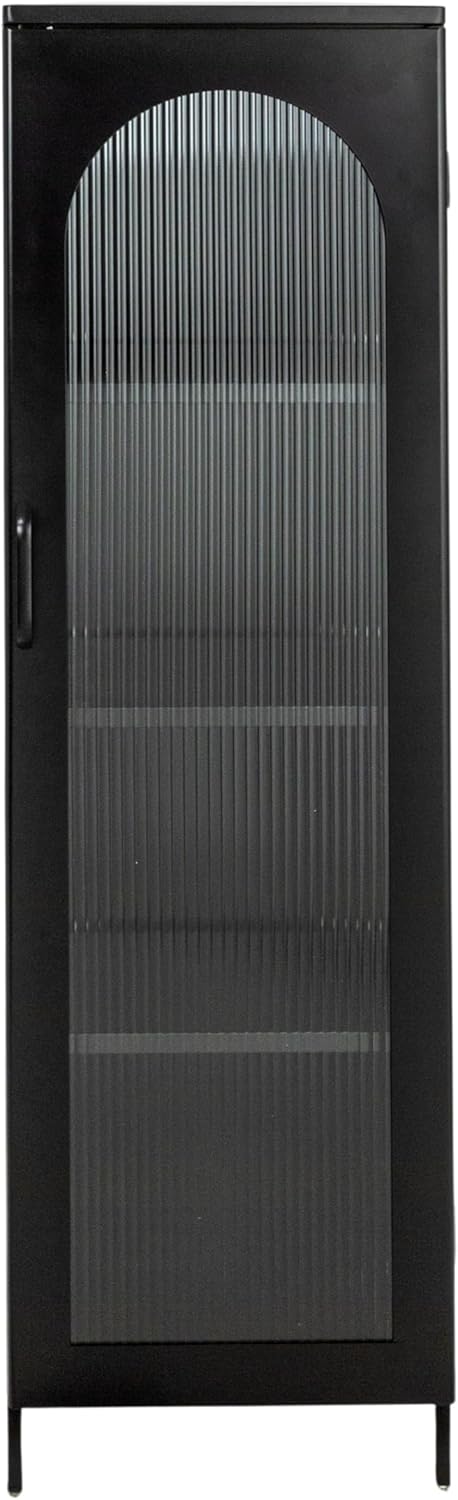 Creative CoOp Solstice Metal Cabinet with 2 Arched Glass Doors Dark GreenMatte Black