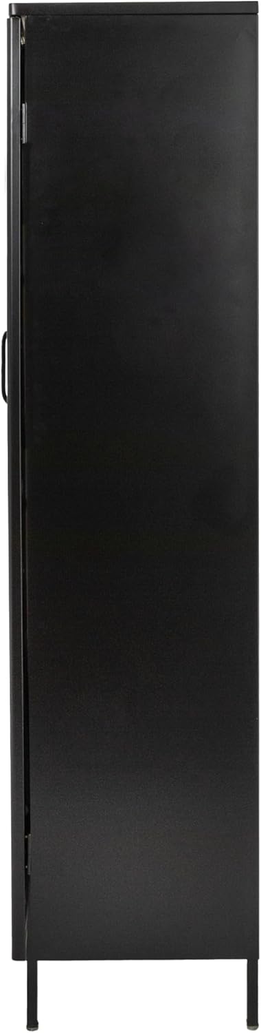 Creative CoOp Solstice Metal Cabinet with 2 Arched Glass Doors Dark GreenMatte Black
