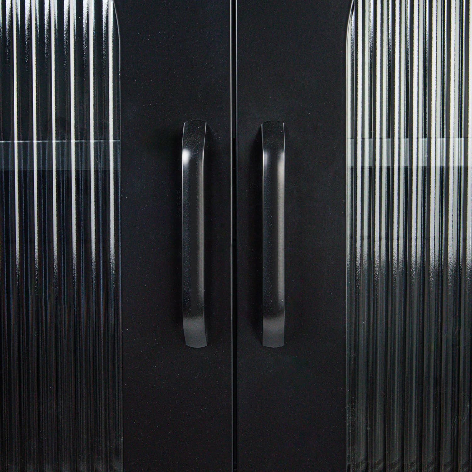 Creative CoOp Solstice Metal Cabinet with 2 Arched Glass Doors Dark GreenMatte Black