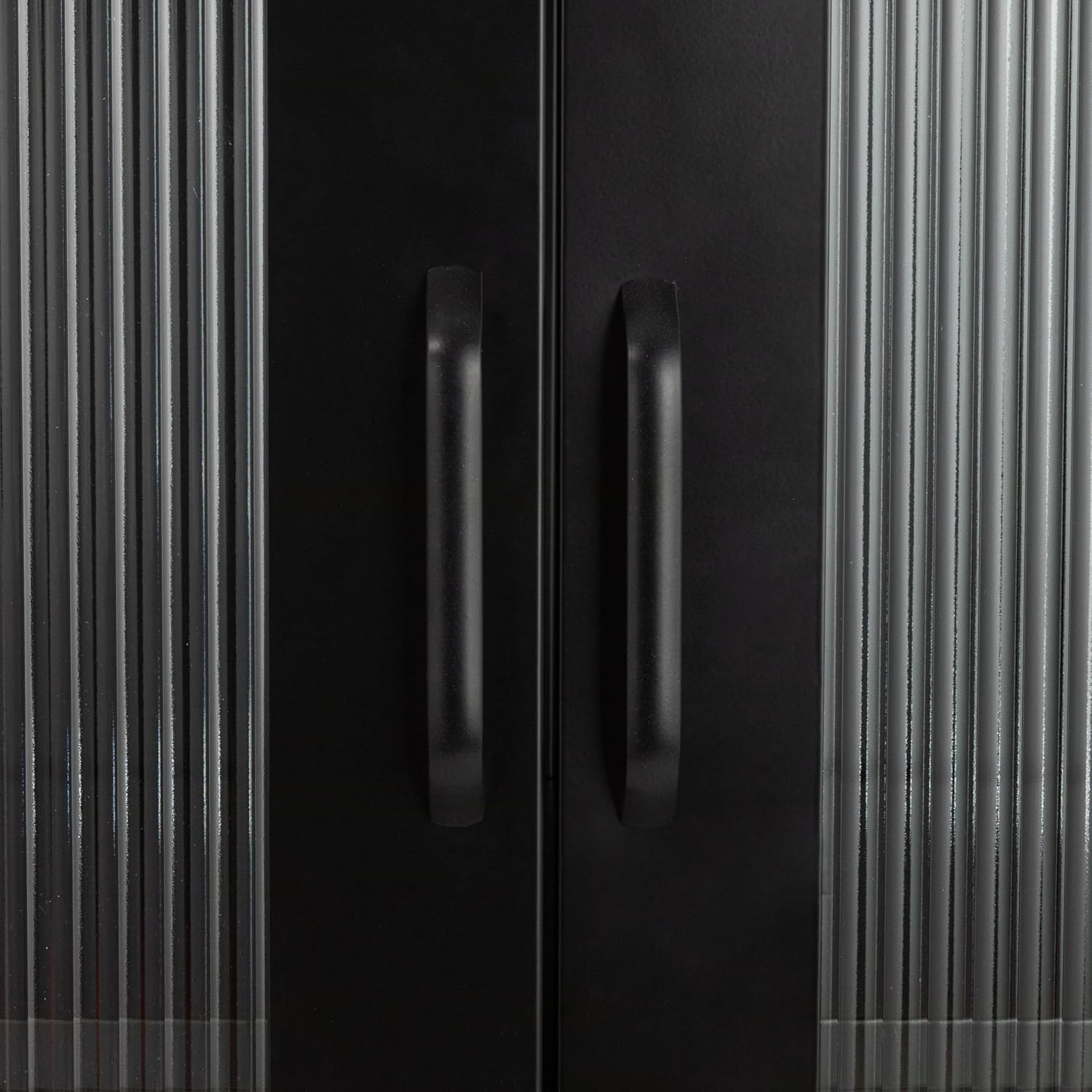 Creative CoOp Solstice Metal Cabinet with 2 Arched Glass Doors Dark GreenMatte Black