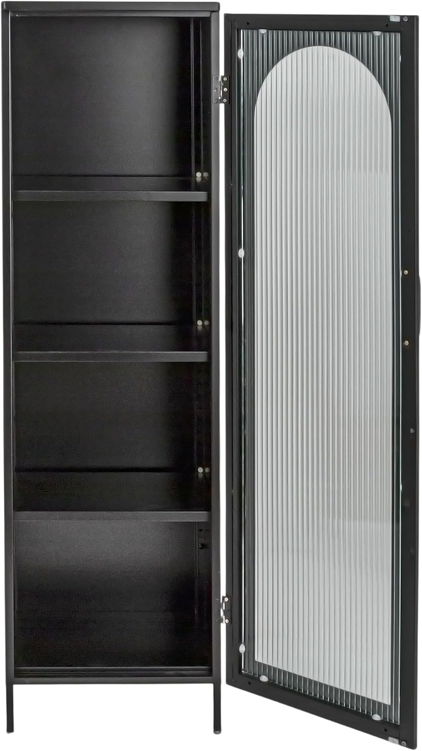 Creative CoOp Solstice Metal Cabinet with 2 Arched Glass Doors Dark GreenMatte Black