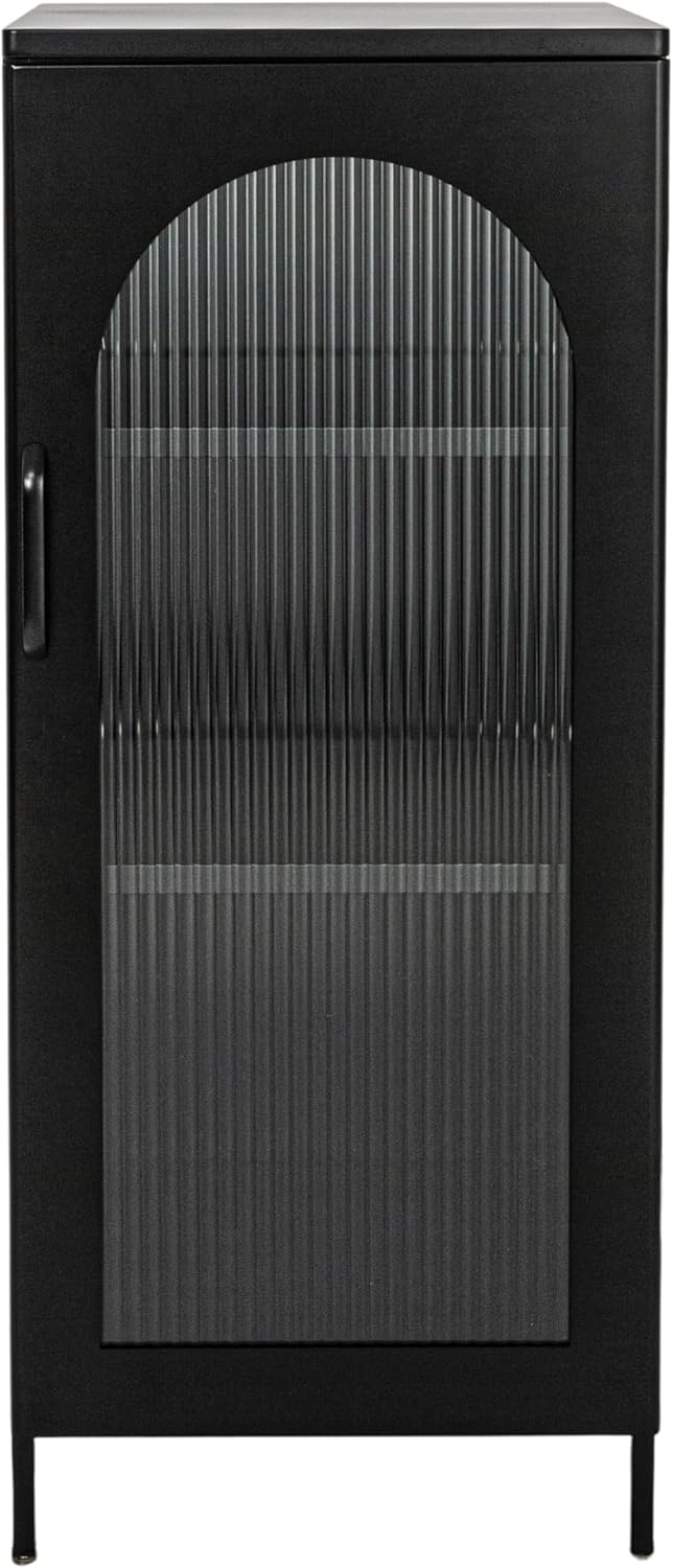 Creative CoOp Solstice Metal Cabinet with 2 Arched Glass Doors Dark GreenMatte Black