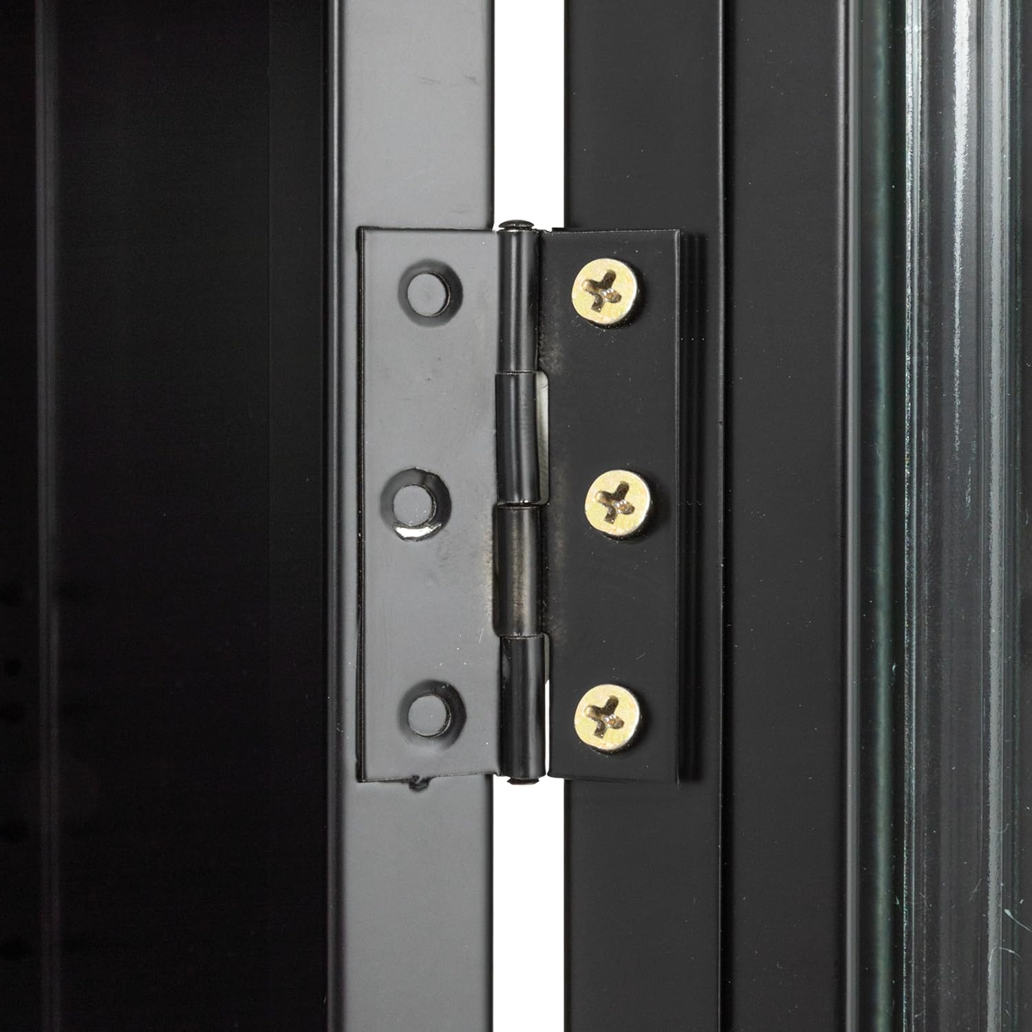 Creative CoOp Solstice Metal Cabinet with 2 Arched Glass Doors Dark GreenMatte Black