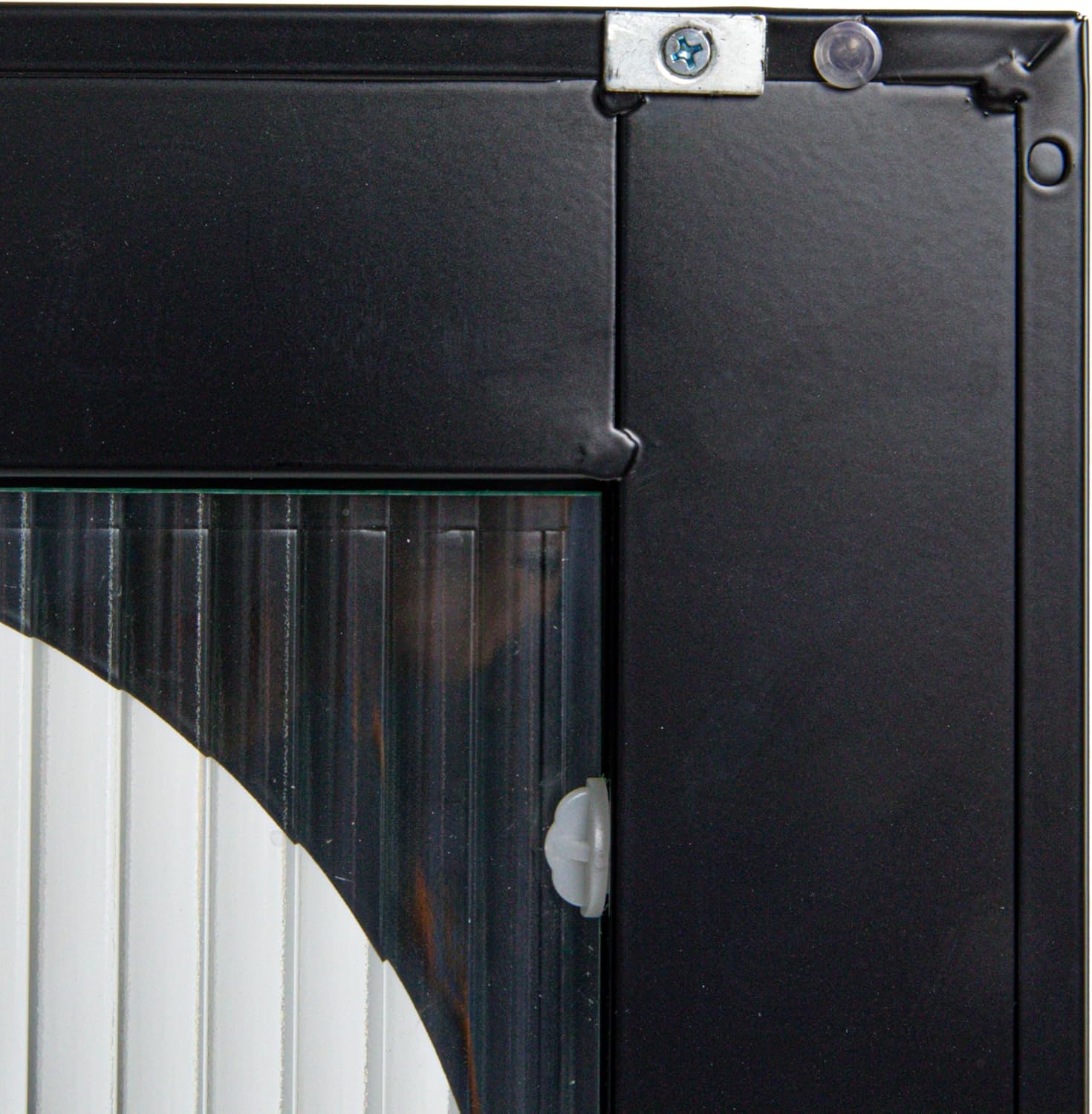 Creative CoOp Solstice Metal Cabinet with 2 Arched Glass Doors Dark GreenMatte Black