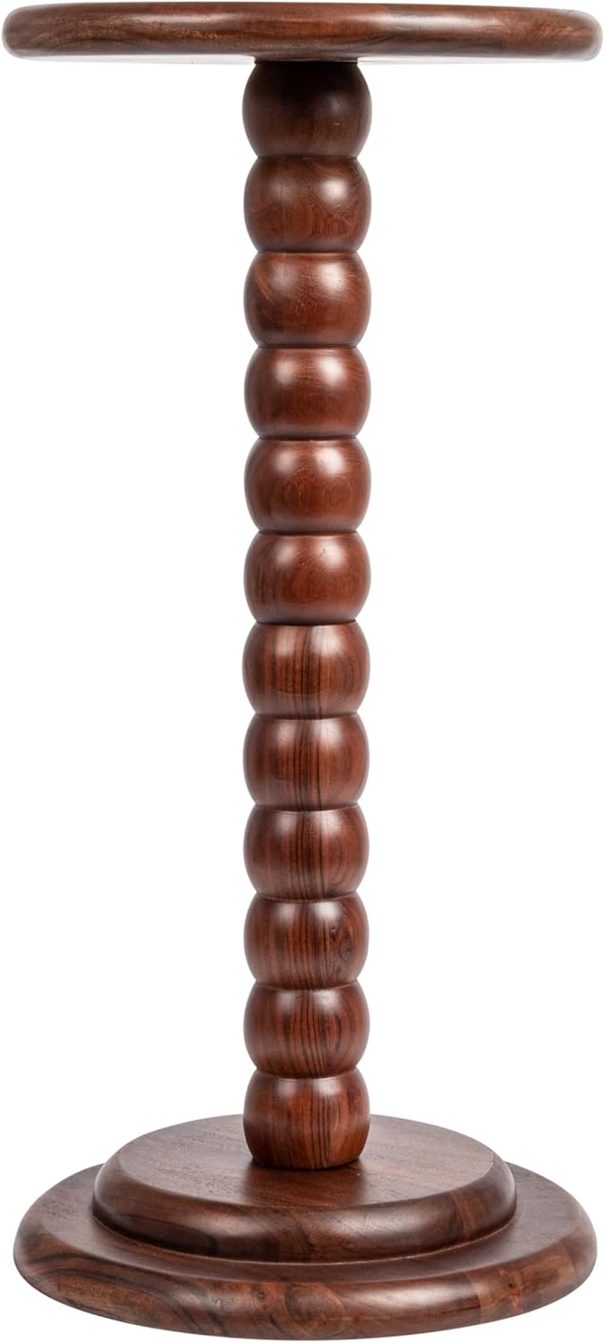 Creative CoOp Stacked Pedestal Cocktail Side Table BlackDark Chestnut