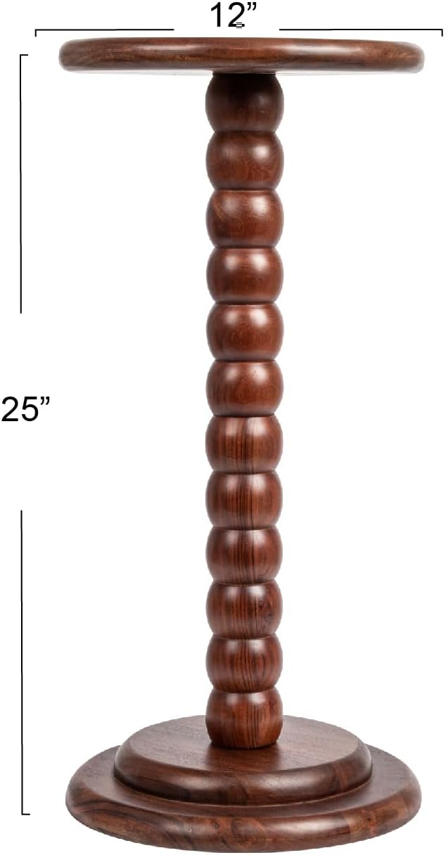 Creative CoOp Stacked Pedestal Cocktail Side Table BlackDark Chestnut
