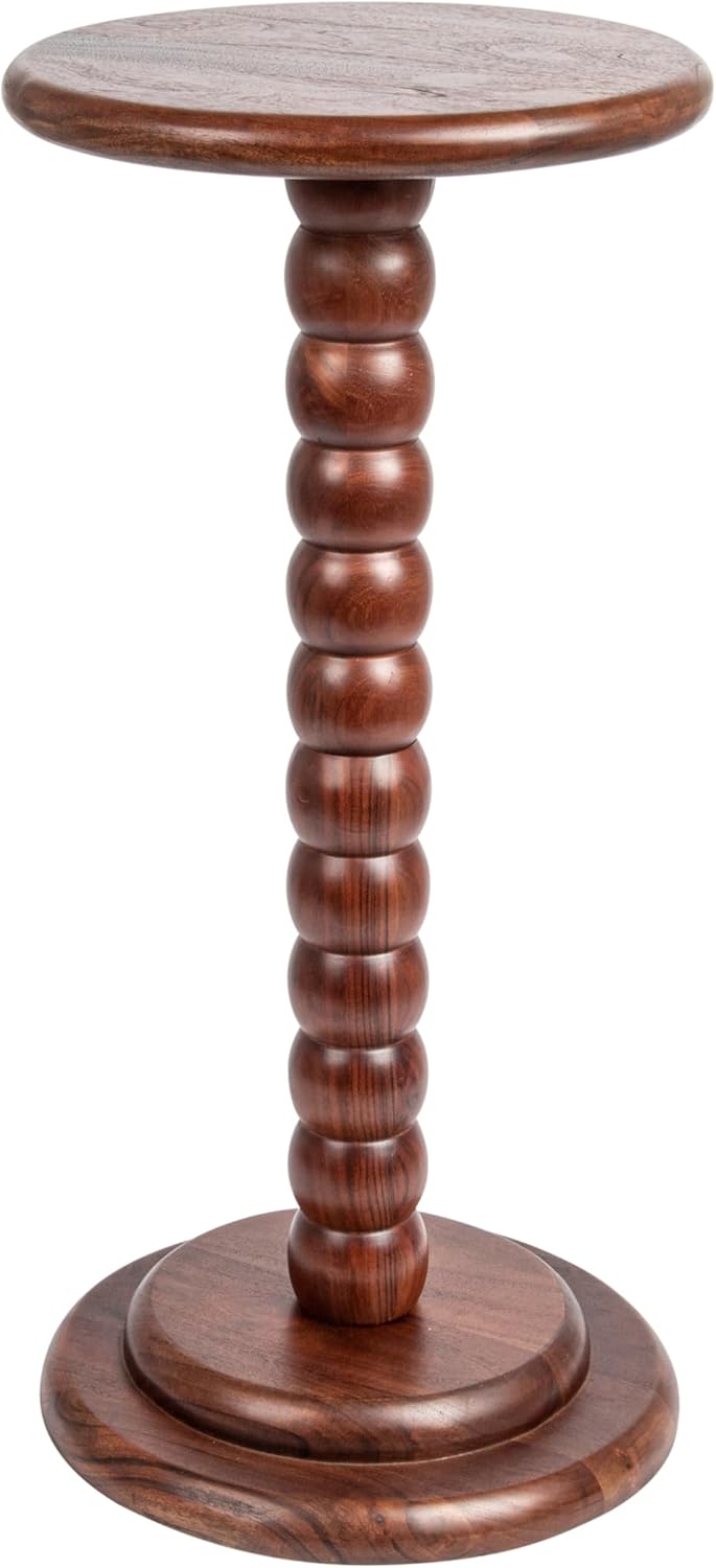 Creative CoOp Stacked Pedestal Cocktail Side Table BlackDark Chestnut
