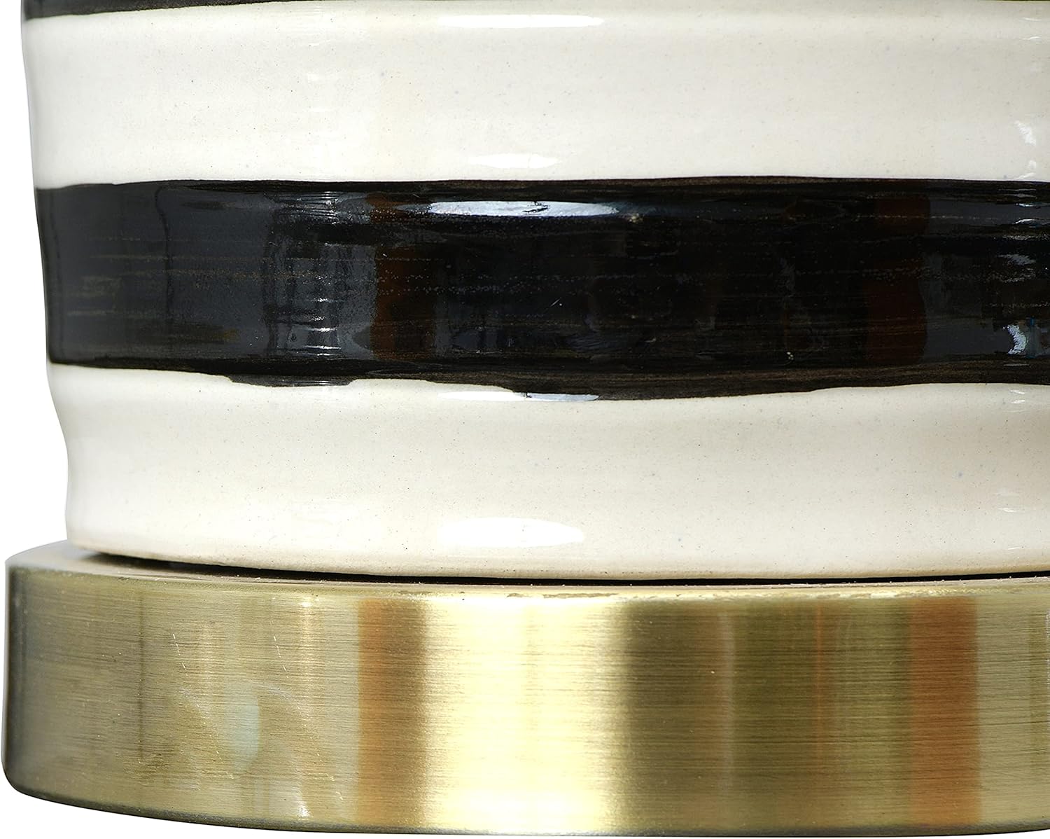 Creative CoOp Striped Ceramic Table Lamp with Brushed Gold Accents Black and WhiteBlack Stripe