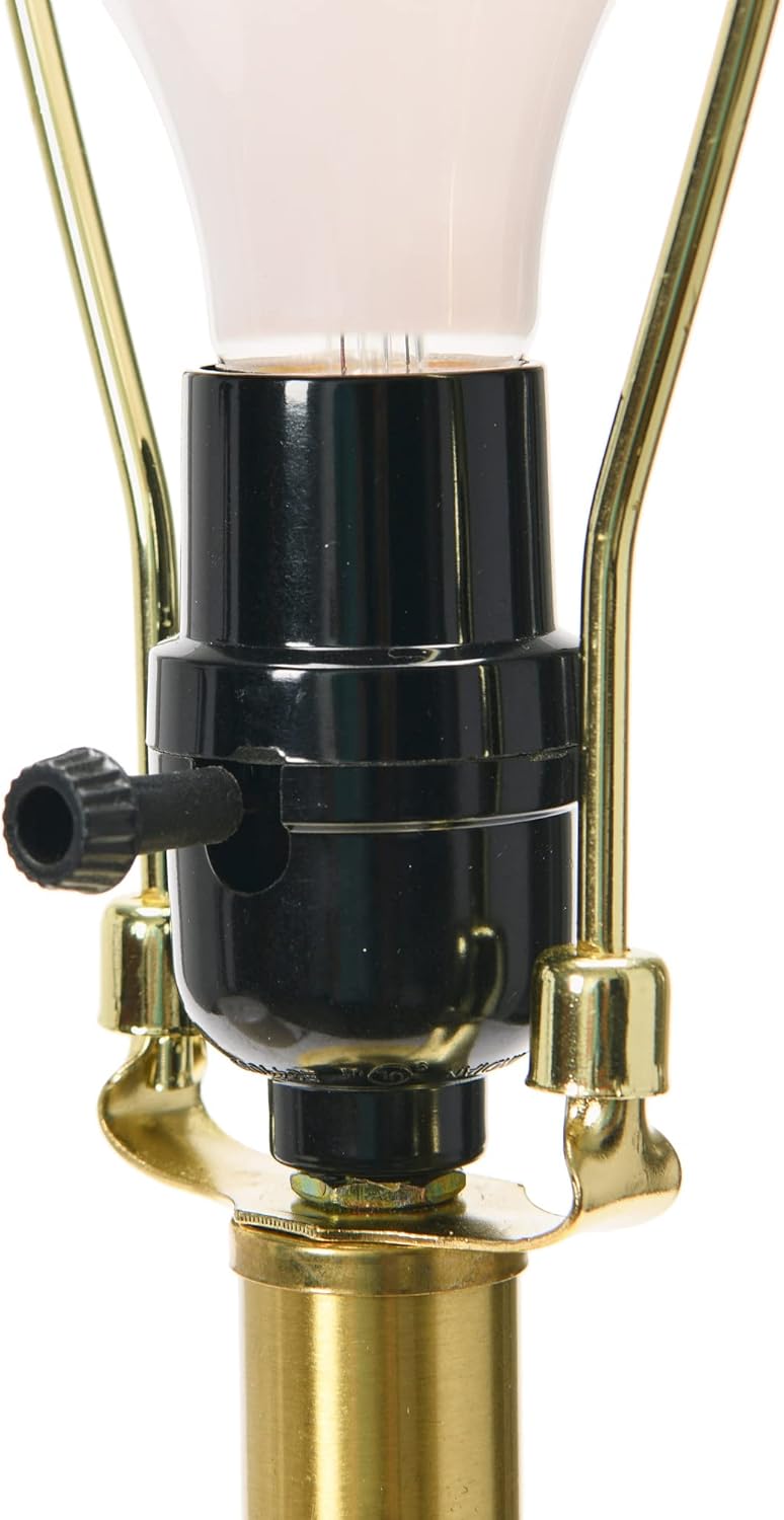 Creative CoOp Striped Ceramic Table Lamp with Brushed Gold Accents Black and WhiteBlue Stripe