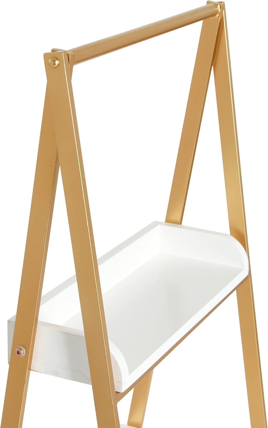 Creative CoOp Three Tier AFrame Open Standing Shelf White and Gold