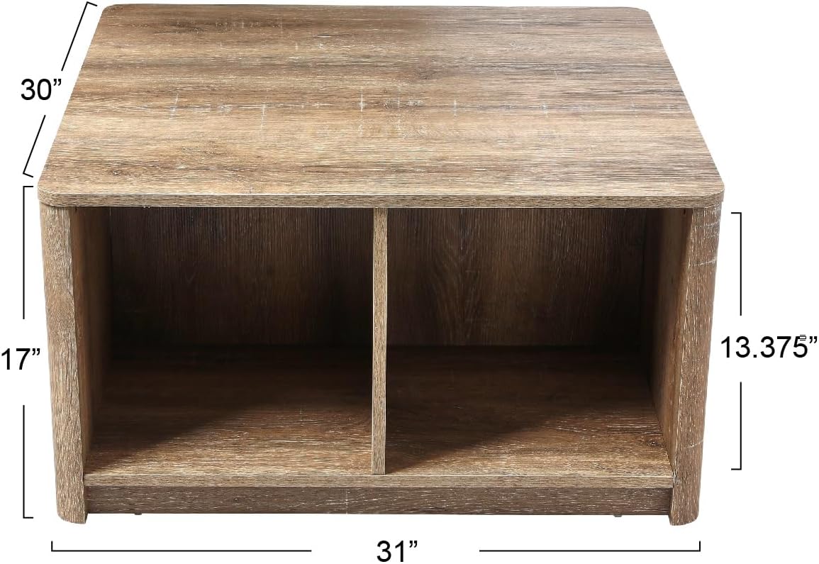 Creative CoOp Wood Console Table with Storage Coastal Oak Book ShelfCoffee Table