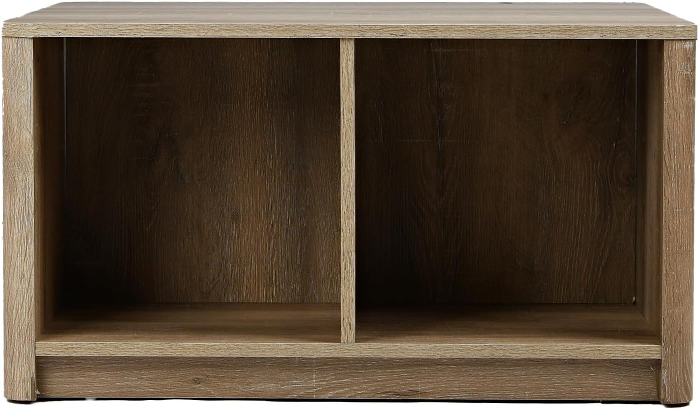 Creative CoOp Wood Console Table with Storage Coastal Oak Book ShelfCoffee Table