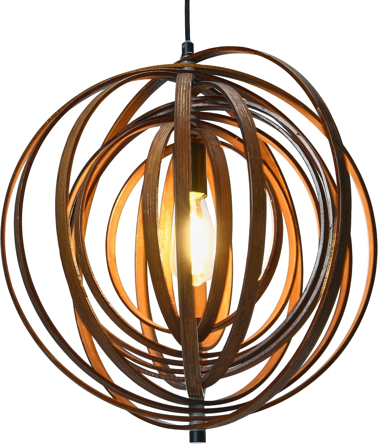 Creative CoOp Wood Globe Pendant Brown