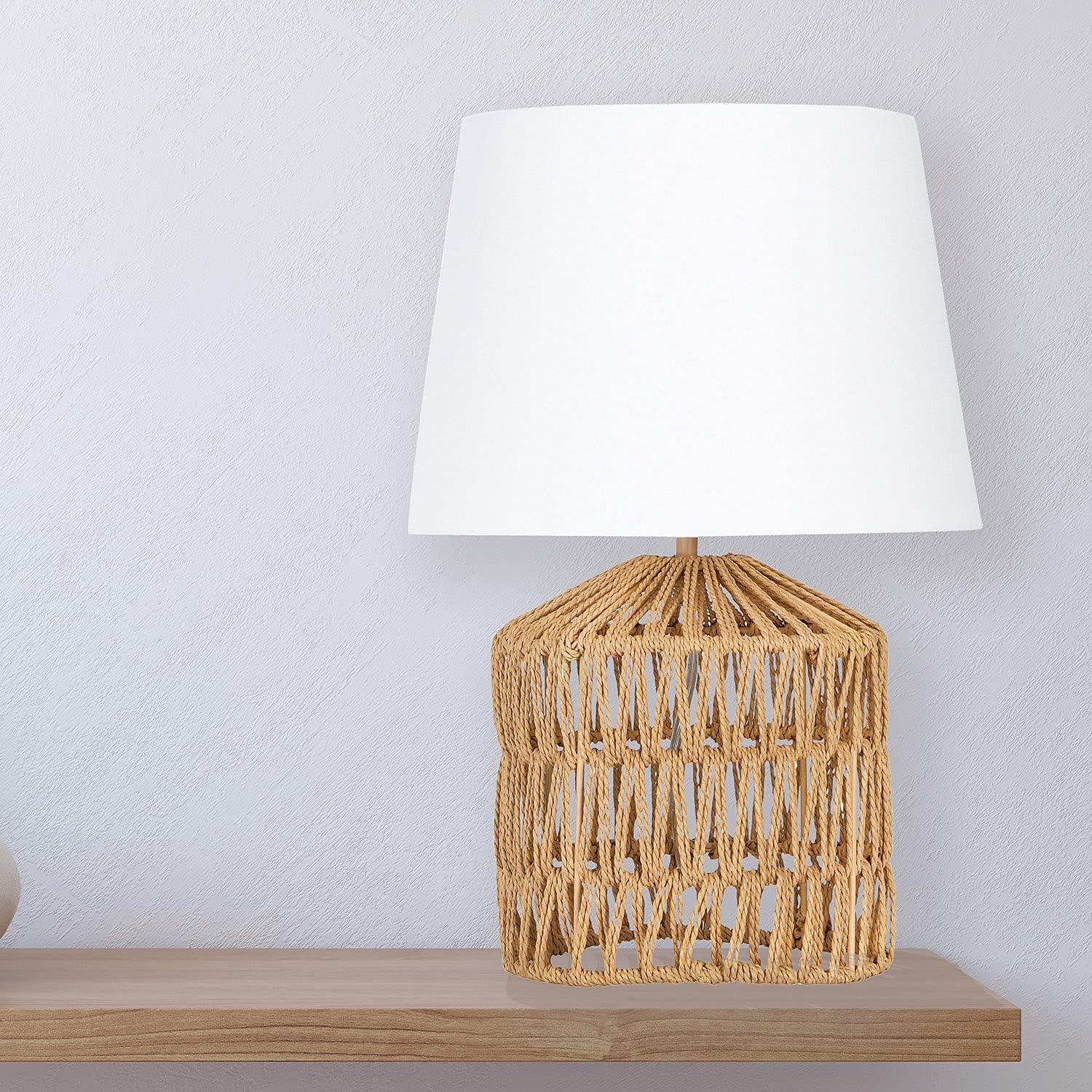 Creative CoOp Woven Rope Table Lamp with Empire Shade Natural