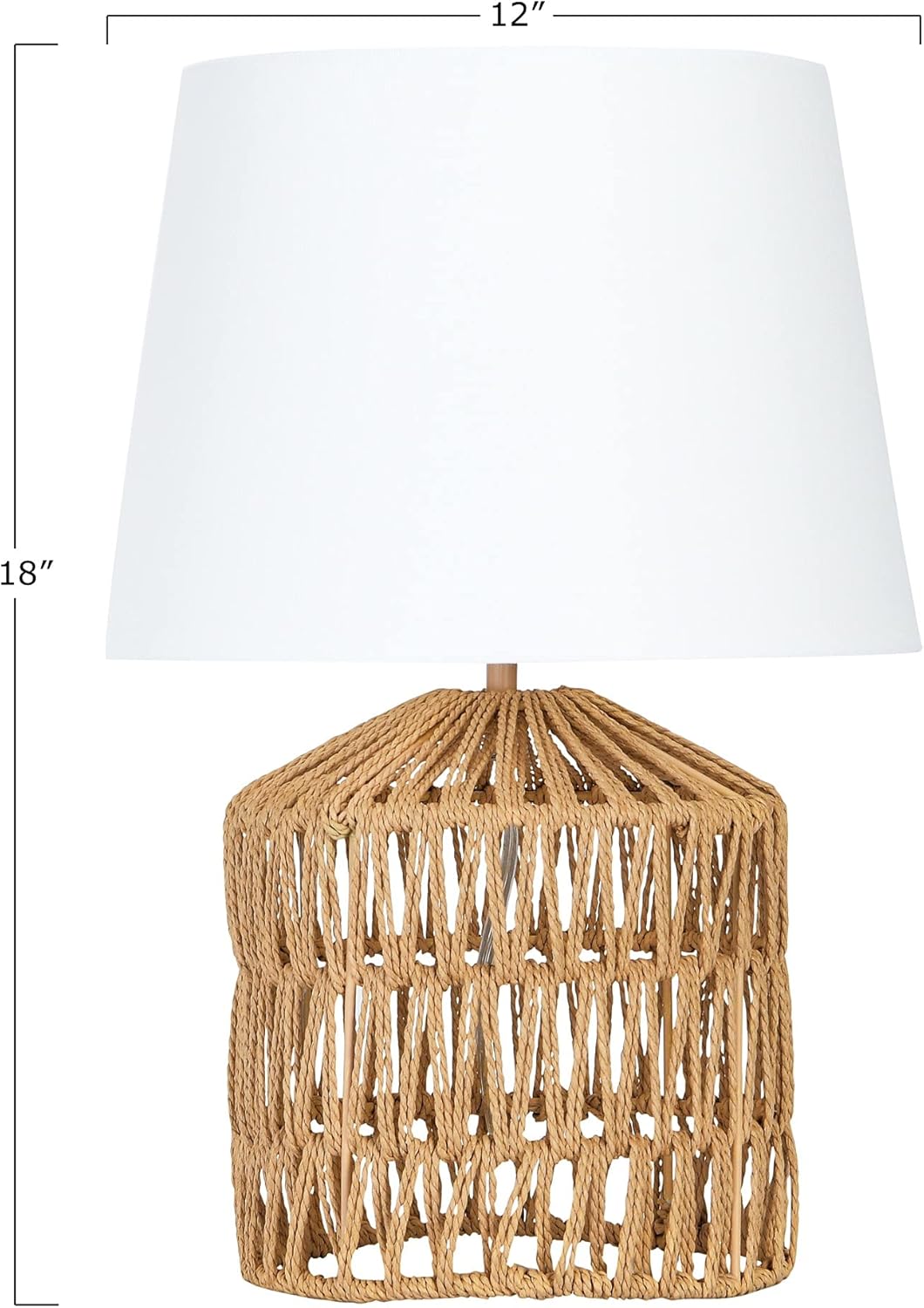 Creative CoOp Woven Rope Table Lamp with Empire Shade Natural