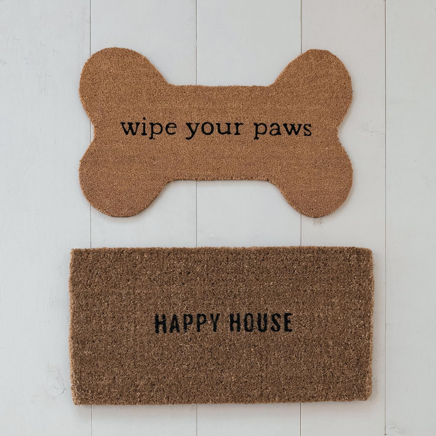 Creative CoOp quotHappy House Large Coir Doormat Natural
