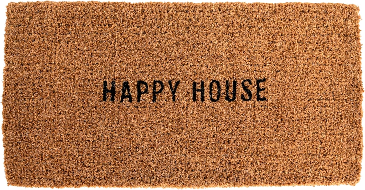 Creative CoOp quotHappy House Large Coir Doormat Natural