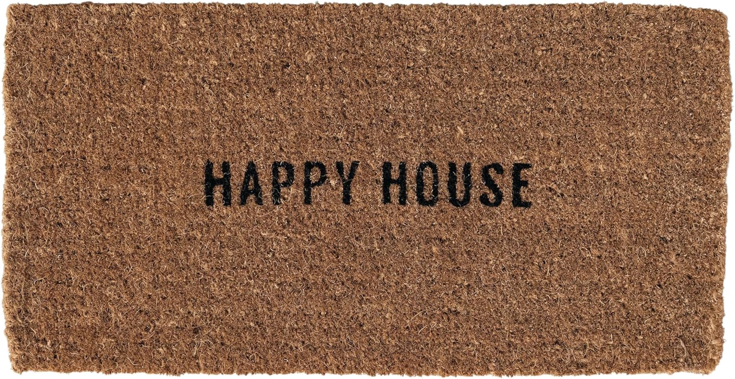 Creative CoOp quotHappy House Large Coir Doormat Natural
