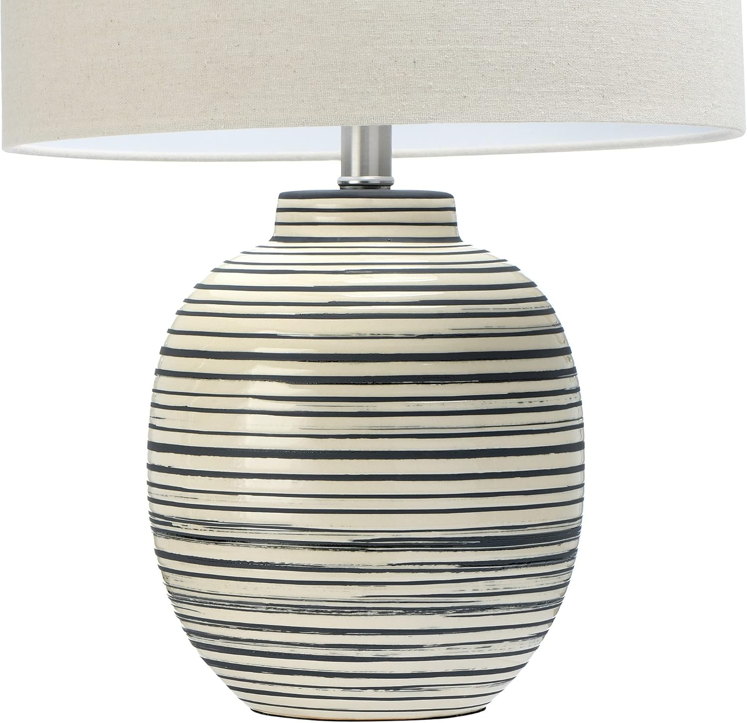 Creative Coop EC0413 23quot Ceramic Textured Striped Table Lamp Grey