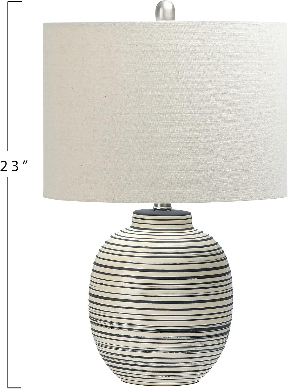 Creative Coop EC0413 23quot Ceramic Textured Striped Table Lamp Grey