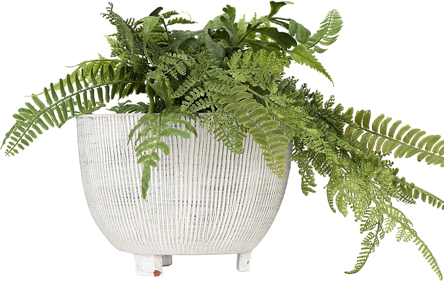 Distressed Cream Terracotta Planter with Fluted TextureFooted Planter