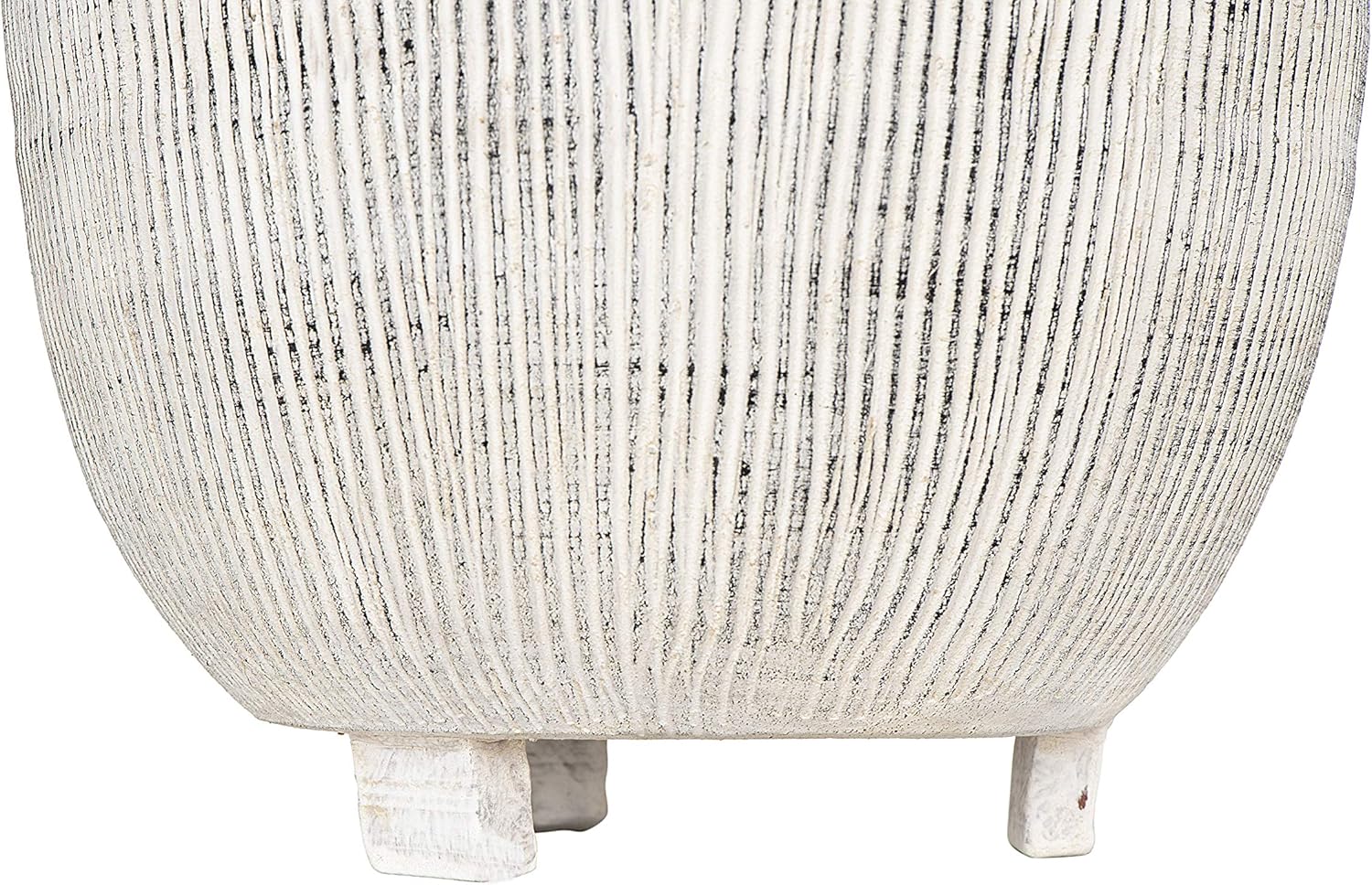 Distressed Cream Terracotta Planter with Fluted TextureFooted Planter