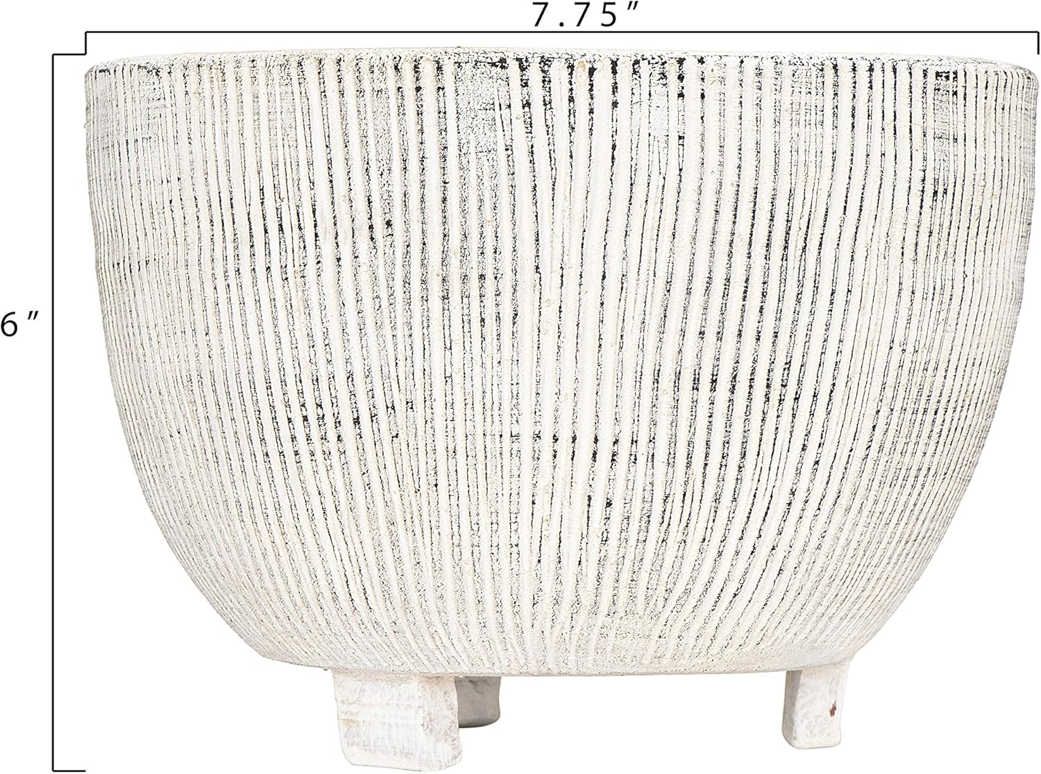 Distressed Cream Terracotta Planter with Fluted TextureFooted Planter