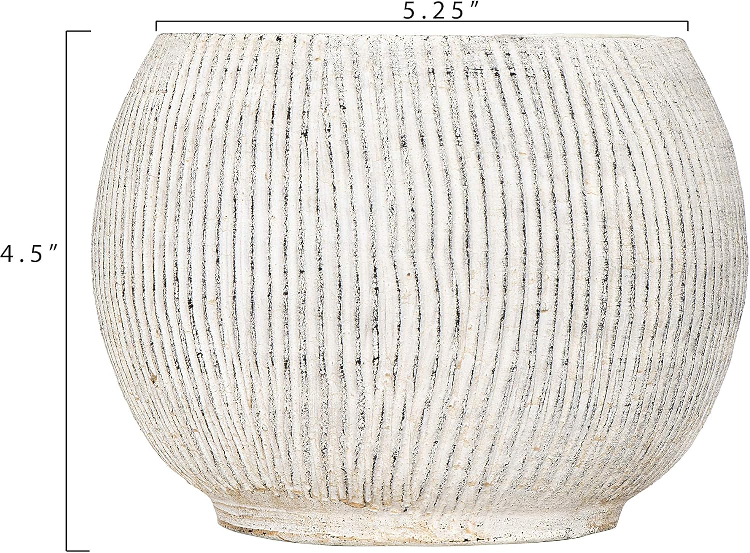 Distressed Cream Terracotta Planter with Fluted TexturePlanter