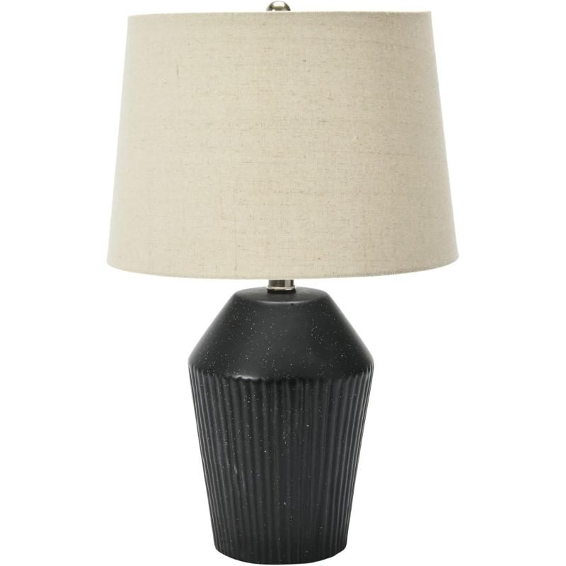 Creative CoOp 13quot Round Stoneware Desk Lamp BlackBlack