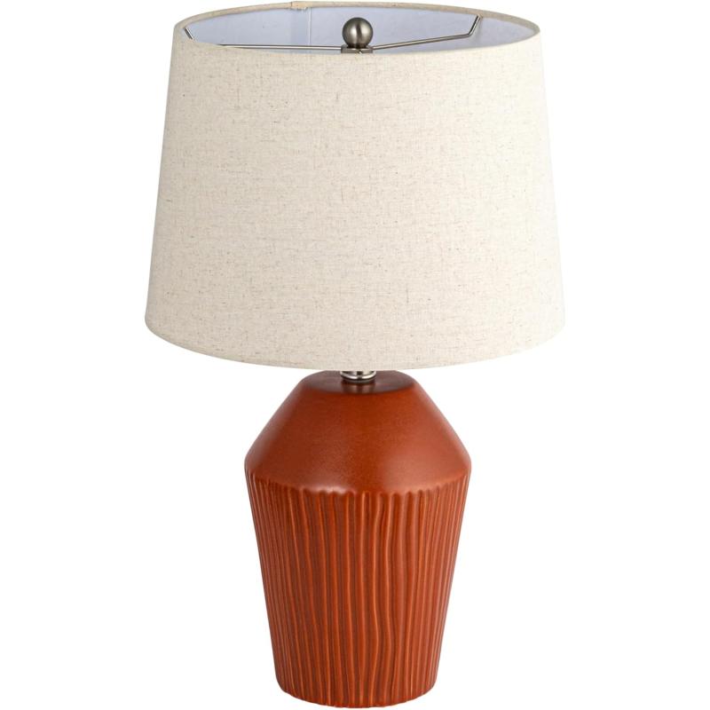 Creative CoOp 13quot Round Stoneware Desk Lamp BlackTerracotta