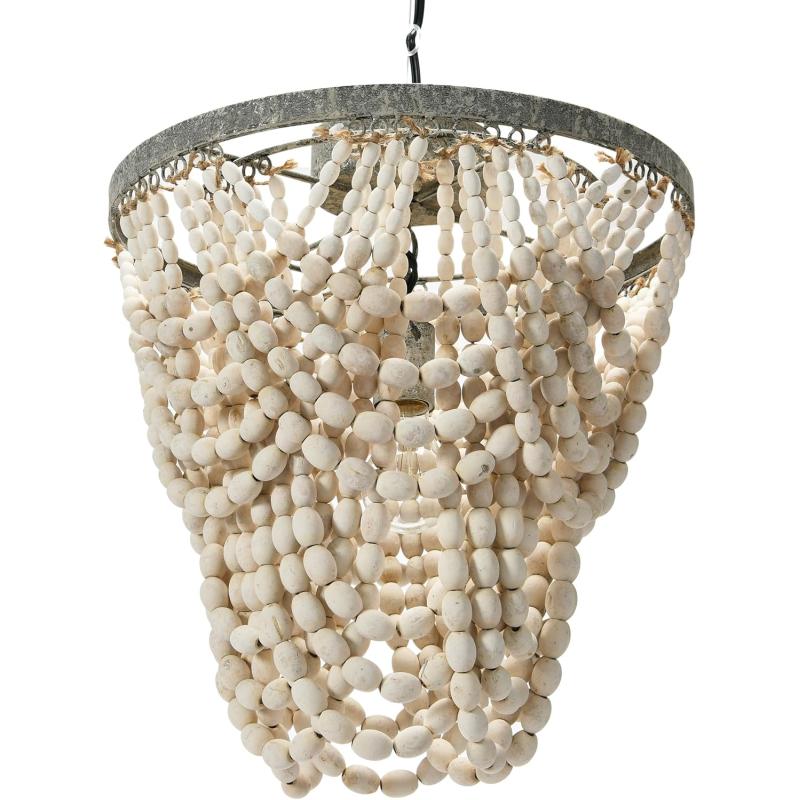 Creative CoOp 2Tier Draped Wood Bead Chandelier WhiteWhite