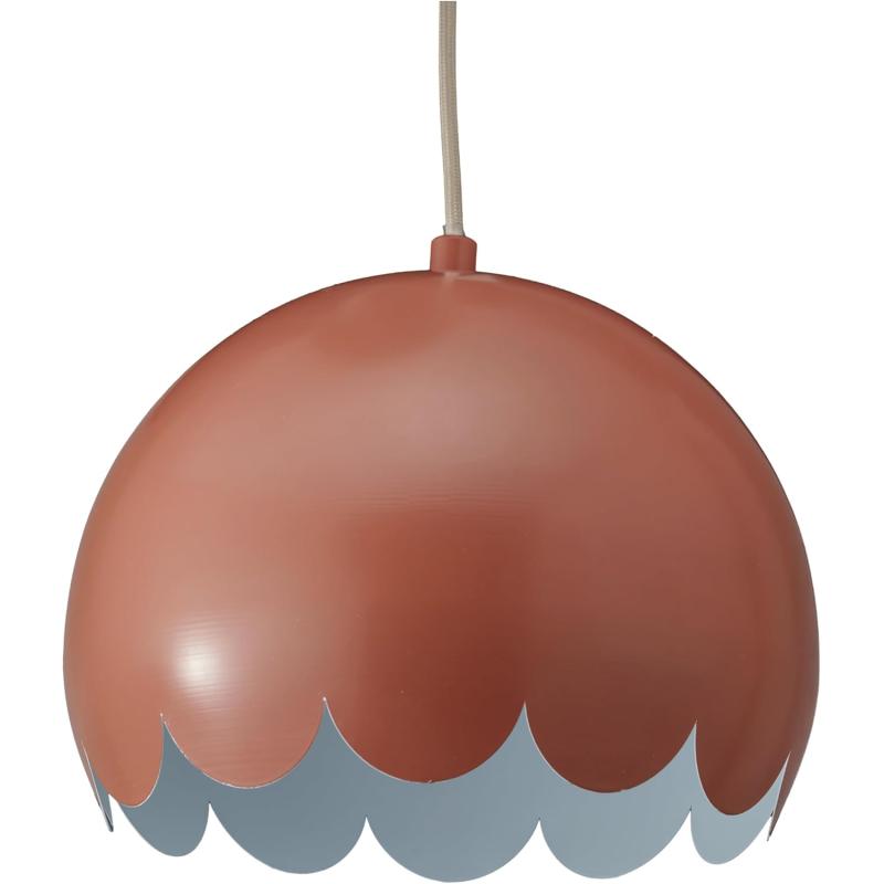Creative CoOp 40 Watt Scalloped Metal Pendant Lamp Clay Color