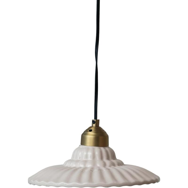 Creative CoOp 40Watt Elegant Stoneware Pleated Pendant Lamp Cream