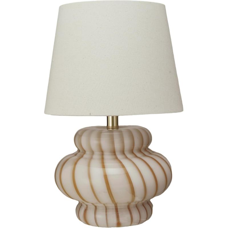 Creative CoOp 60 Watt Sunbeam Striped HandBlown Art Glass Table Lamp Yellow and Cream
