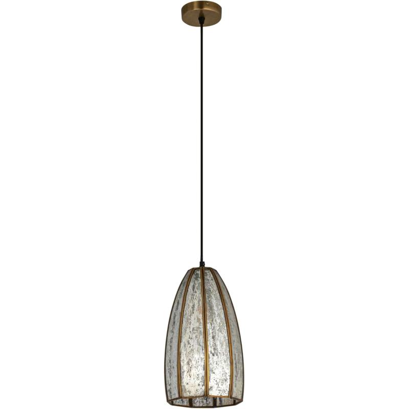 Creative CoOp Antiqued Mirrored Mercury Glass Pendant with Gold Diamond Framework DesignFramework Design