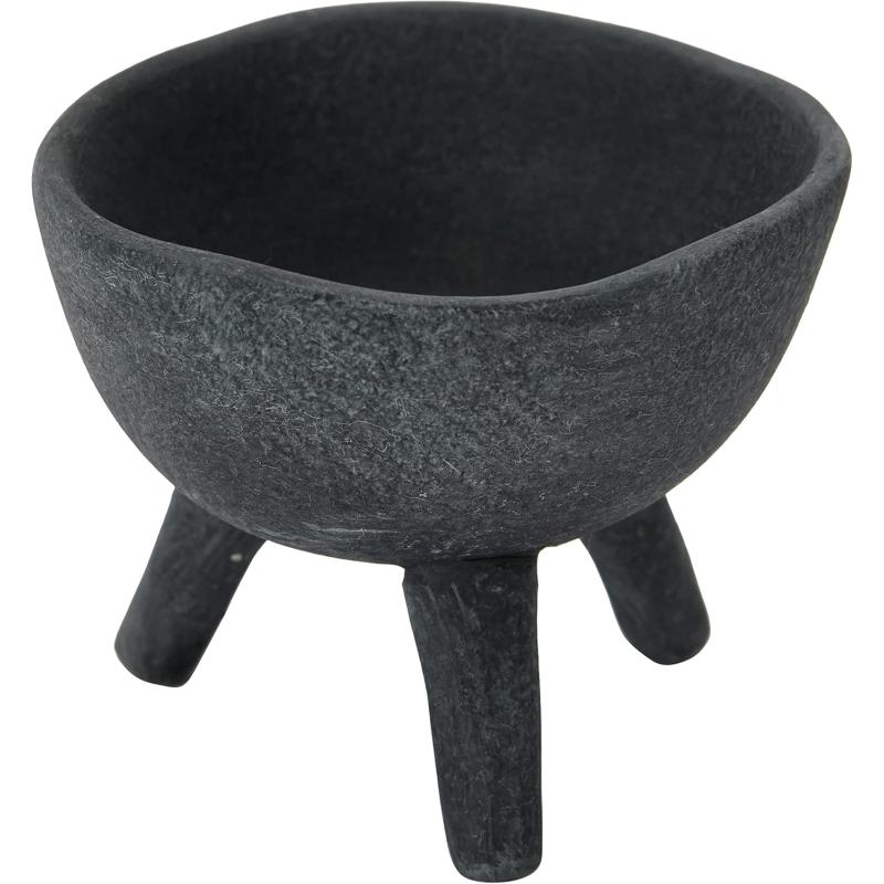 Creative CoOp Boho Terracotta Footed Planter with Organic Edge Matte TaupeMatte Black
