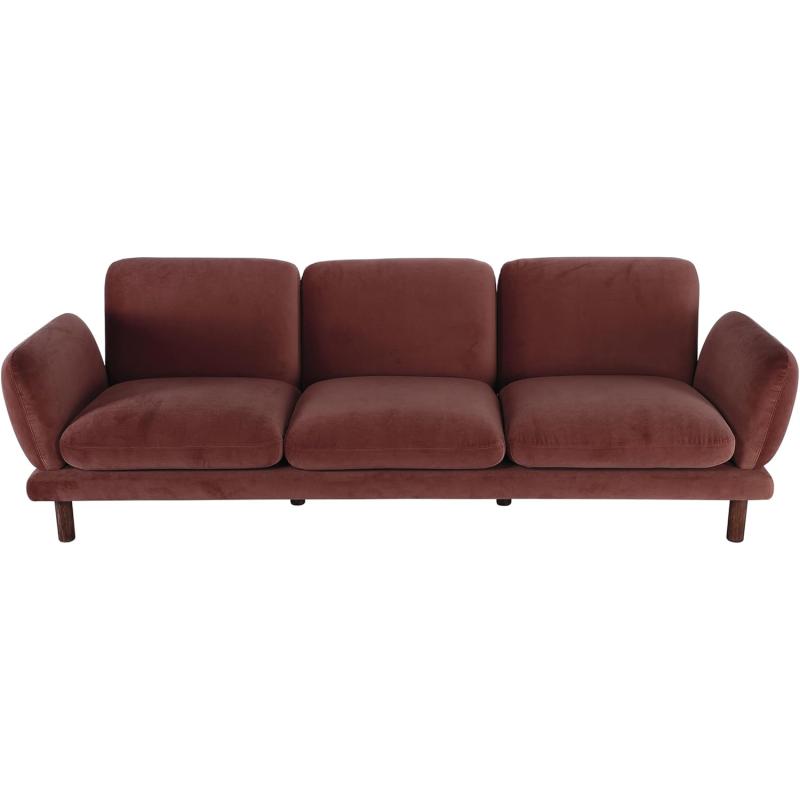 Creative CoOp Clay Velvet Upholstered Sofa with Oak Wood Legs ColorSofa