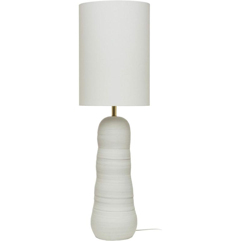 Creative CoOp DF4159 Modern Creamy White Ceramic Stoneware Floor Tall Table Linen Shade Reactive Glaze Finish Lamp