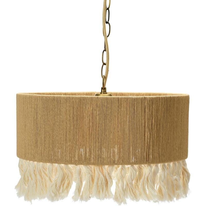 Creative CoOp EC0905 Coastal Lamp with Natural Paper Rope Shades Fringe Detail and Iron Base Pendant 1175quot1575