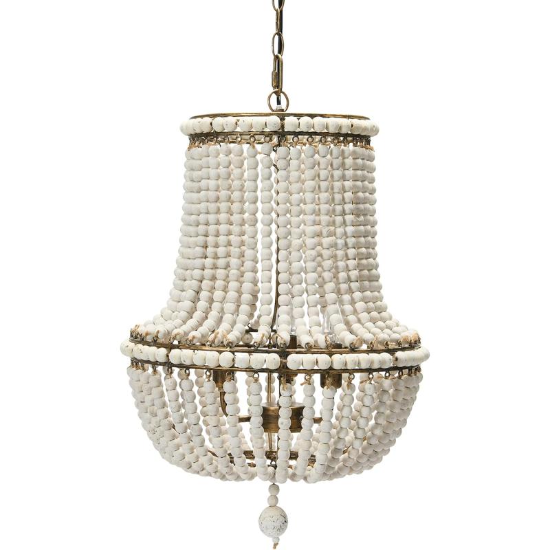 Creative CoOp EC0915 Draped Wood Bead Chandelier 21quot H CreamCream