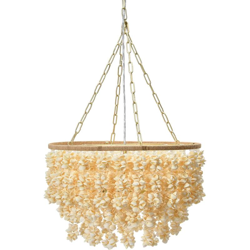 Creative CoOp EC1051 20quot Round Metal and Shell Style Ceiling Light ChandelierChandelier