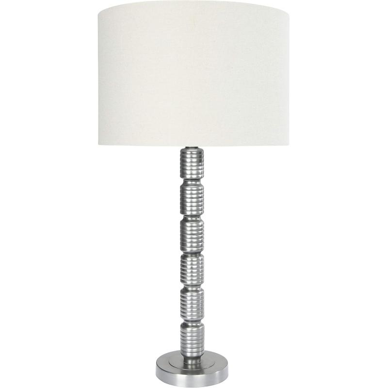 Creative CoOp Faceted Metal Stacked Column Design Table Lamp 2875 Inch Brushed NickelAged Pewter