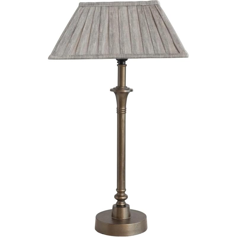 Creative CoOp Farmhouse Metal Pleated Linen Shade Brass and Grey Table Lamp Gray